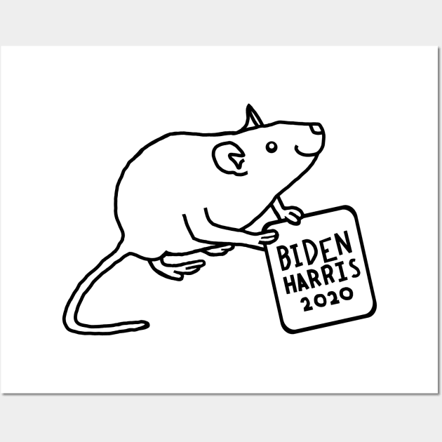 Rat with Biden Harris Sign Outline Wall Art by ellenhenryart